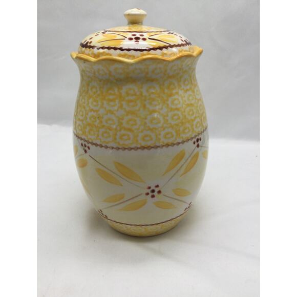 Temp-tations by Tara Yellow Old World Canister Cookie Jar with Lid 2 Quart - Picture 2 of 6
